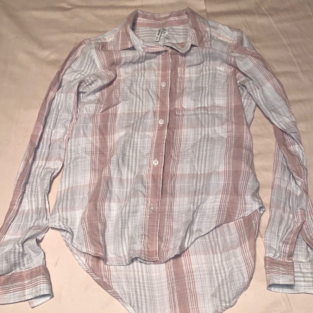 Pink and White Woman Flannel